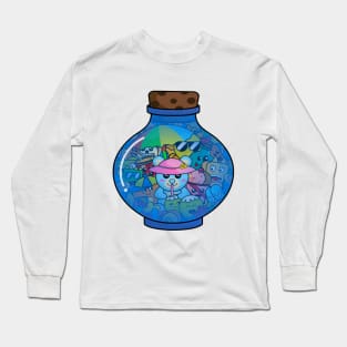 Cute doodle monster beach party in a bottle Long Sleeve T-Shirt